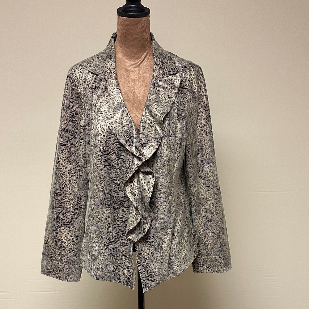 Chico's Gold Animal Print Blazer